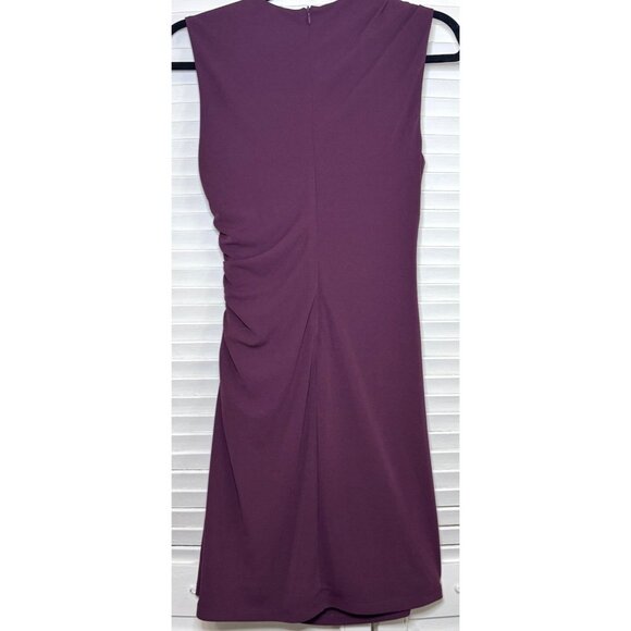NWT Zara Womens Sleeveless Ruch Bodice Burgundy M Round Neck Mini Bodycon Dress - Picture 3 of 10